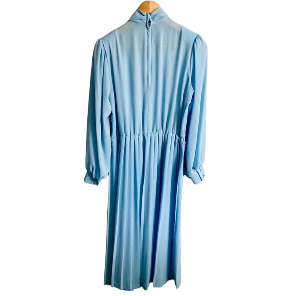 Vintage | D'Allairds Cocktail Semi-Sheer Midi Dress Pleated Classic Size S/M - Picture 4 of 14